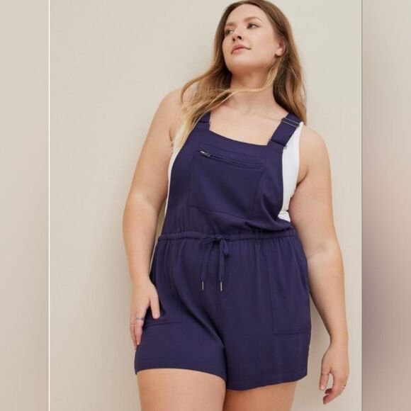 Torrid 3.5 Inch Stretch Twill Shortall blue size 2X - Picture 1 of 7